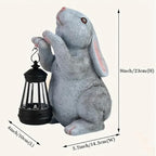 Solar Rabbit Garden Statues， Outdoor Bunny Figurines Decorations for Patio Yard Lawn Ornaments Christmas Housewarming Gift.