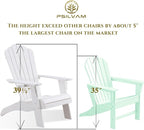 Psilvam Adirondack Chair, Oversized Poly Lumber Fire Pit Chair with Cup Holder, 350Lbs Support Patio Chairs for Garden, Weather Resistant Outdoors Seating, Relaxing Gift for Father & Mother (White)