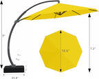 7 Piece Patio Dining Set with 11ft Patio Umbrella (Yellow), 7 Navy Outdoor HDPE Dining Set with 6 Chairs + 1 Large Table with 2" Umbrella Hole, for Market, Pool, Garden, Backyard, Deck