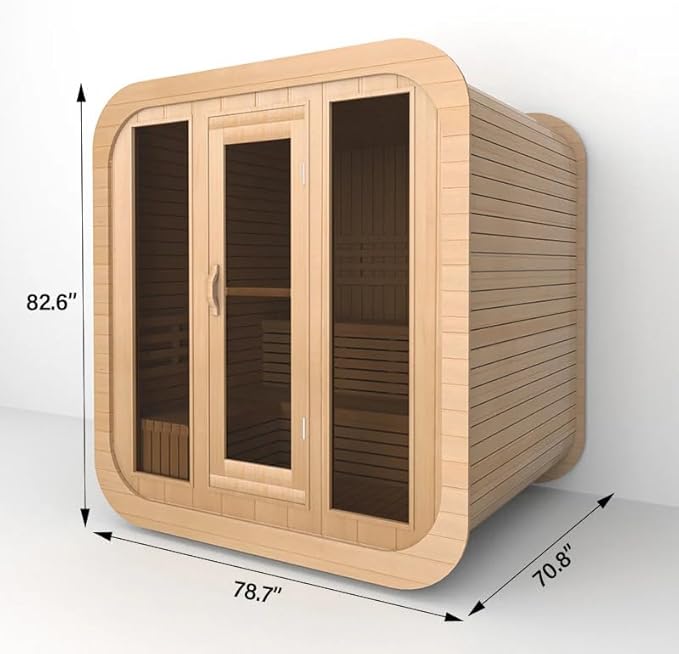 Customize Outdoor Steam Sauna 4-10 Person, Canadian Hemlock, Red Cedar Sauna, Porch Option, Glass Window Option, Wood Burning Stove or Harvia Heater, ETL Certificate(0-195 °F)