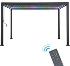 MIRADOR 111S LED Louvered Pergola Gazebo, 10Ft x 13Ft, Integrated LED Strip Lights, Full Aluminum Frame, Adjustable Roof, Outdoor, Durable, Charcoal