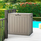 DWVO 30 Gallon Outdoor Storage Deck Box, Resin Patio Storage for Gardening Tools, Patio Cushions, Waterproof and Lockable (Light Brown)