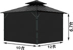 Gazebo Universal Replacement Privacy Curtain, 10'X12' Gazebo Curtains Outdoor Waterproof, 4-Panels Sidewall with Zipper for Patio, Garden and Backyard (Only Curtains, 10'X12', Black)