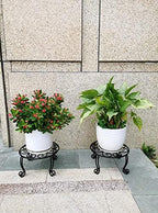 2 Pack Heavy Duty Iron Plant Stand, 11.8'' Diameter, 6'' Tall, Black, Powder Coated, Round, Sturdy & Stable, Indoor/Outdoor, No Assembly Required