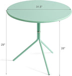 Minimalist Design 31.5 Inch Diameter Round Metal Patio Table, Bistro Table, Dining Table, Suitable for Indoor and Outdoor Cafes and Restaurants (Seaglass Green)
