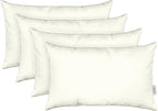 RSH DECOR: Sunbrella Lumbar Throw Pillows Set of 4 | 20" x 12" | Water and Fade-Resistant Performance Fabric | Outdoor Pillow Covers with Down-Alternative Inserts | Canvas White