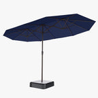 15FT Double Sided Patio Umbrella with Base Included Large Outdoor Market Umbrella with Crank Handle, UV Resistant Canopy, Sturdy Frame for Garden, Poolside, Deck, Navy Blue