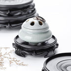 GOLDY&WENDY Black Round Imitation Wood Resin Base for Vase Lamp Teapot, Handmade Waterproof Stable Home Decoration Display Stand Pedestal