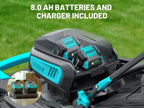 40V 21.1 inch Self-Propelled Lawn Mower Cordless, 3-in-1 Brushless Electric Lawn Mower with 6-Position Cutting Height Adjustment, 2 * 8.0Ah Battery & Dual Charger Included
