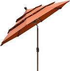 EliteShade USA 9Ft 3 Tiers Market Umbrella Patio Umbrella Outdoor Table Umbrella with Ventilation and 5 Years Non-Fading Top,Rust