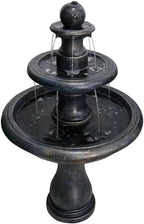 45.2” H Outdoor Floor Water Fountain, 3-Tiers Concrete Water Fountain with Submersible Electric Pump - Garden Cascading Waterfall for Yard Patio Lawn Home Decor