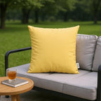 RSH DECOR: Sunbrella Square Throw Pillows Set of 4 | 24" x 24" | Water and Fade-Resistant Performance Fabric | Outdoor Pillow Covers with Down-Alternative Inserts | Canvas Buttercup Yellow