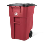 50 Gallon Trash Can, Red Outdoor Garbage Can, Wheeled Outside Trash Bin, Outdoor with Lid and Wheels, Large Rolling Trash Can, Garbage Can with Wheels for Home, Office, Garage