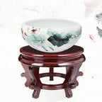 Happyyami Indoor Plants Wood Stool Plant Stand Chinese Style Flower Pot Display Rack Garden Planter Support Tabletop Vase Fish Tank Base Handicraft Figurine Pedestal Riser Holder for Home Greenery