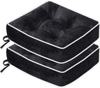 ERWUDEling Outdoor Chair Cushions Set of 2, Patio Cushions for Outdoor Furniture, Tufted Waterproof Outdoor Chair Pads, 17x17x5inch,Black
