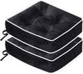 ERWUDEling Set of 2 Tufted Waterproof Outdoor Chair Cushions - 19x19x5 inchThick Patio Seat Pads with Ties for Lawn, Wicker & Garden Furniture,Black