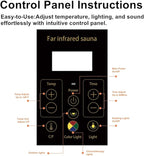 Ceramic Infrared Sauna 1 Person, Low EMF FAR Infrared Indoor Sauna for Home, 1300w Canadian Hemlock Wood Saunas with 6 Heating Panels, Blue-Tooth Control, LCD Display, LED Reading Lamp