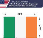 Double Sided Ireland Flag 4x6 Made in USA Outdoor Heavy Duty 3 Ply Polyester Irish Flag with White Starting Tape and 2 Brass Grommets