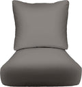 RSH DECOR Deep Seating Cushion with Pillow Back | 25” x 25.5” x 5" Seat | Water and Fade-Resistant Spun Fabric | Made in USA | Outdoor Chair Cushion Set for Patio Furniture (Charcoal Grey)
