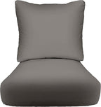 RSH DECOR Deep Seating Cushion with Pillow Back | 23.5” x 25” x 5" Seat | Water and Fade-Resistant Spun Fabric | Made in USA | Outdoor Chair Cushion Set for Patio Furniture (Charcoal Grey)