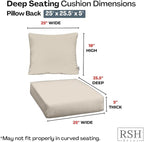 RSH DECOR Deep Seating Cushion with Pillow Back | 25” x 25.5” Seat | Water and Fade-Resistant Spun Fabric | Outdoor Chair Cushion Set for Patio Furniture | Swaying Palm Aloe