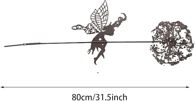 Flower Fairy Dancing with Dandelion, Art Sculpture Fairies for Fairy Garden, Angel Metal Ornaments Gardens Art Sculpture, Outdoor Decorations for The Courtyard, Christmas and Halloween Lawn (C)