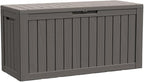 BTEXPERT 80 Gallon Outdoor Storage Container Deck Box with Metal Support Rods for Patio Furniture Garden Tools Cushions Waterproof Lockable UV Resistant Resin