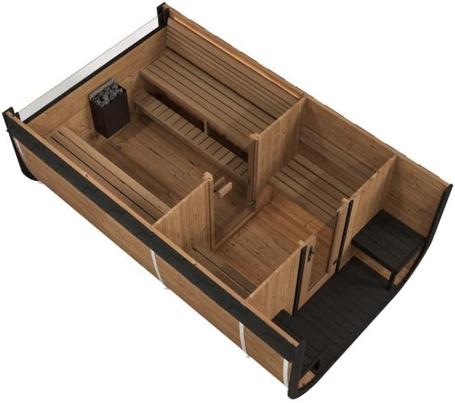 Model CL12GCP, Cube-Series Outdoor Home Sauna Suite Kit, Up to 8 Persons (Sauna Heater and Sauna Stones Included) (Drop 9 WiFi - Wood)