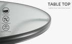 5-Piece Outdoor Patio Dining Set, 40-Inch Round Glass Table with 4 Stackable Chairs, Grey