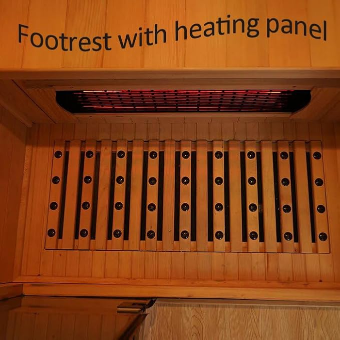2 People Indoor Infrared Sauna, Low EMF Full Spectrum Red Heater with Carbon Heating Panels, Canadian Hemlock Wood, WiFi Control, 7-Color Starry Light, Reading Lamp, 1750W, 120V