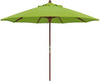 California Umbrella 9' Premium Commercial Hardwood Patio Umbrella, Manual Lift With Sunbrella Macaw Fabric