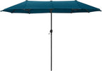 PHI VILLA 13ft Large Patio Umbrellas, Double-Sided Outdoor Market Rectangle Umbrella for Outside, Cyan
