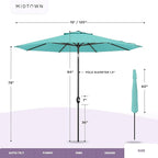 Midtown Umbrellas 10-Year-No-Fade - 10 Ft - UV Proof Heather Grey Polyester Fabric - Umbrella Outdoor Patio, Aluminum Frame Large Patio Umbrella for Garden, Pool & Deck - Black Pole