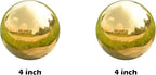 Nerien Gazing Ball, 3.9" Stainless Steel Garden Mirror Globe, Polished Ornament Sphere, Hollow Floating Reflective Hemisphere, Home Outdoor Pond Housewarming Swimming Pool Decoration, Gold, 2pcs