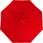 California Umbrella 9' Premium Commercial Hardwood Patio Umbrella, Manual Lift With Sunbrella Jockey Red Fabric