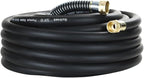 25FT 3/4 Heavy Duty Rubber Garden Hose - 200psi Working, 1000psi Burst - Hot/Cold Water - Five-Layered Braiding for Durability - Versatile for Gardening, Agriculture, Construction(Black)
