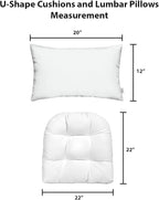 RSH DECOR: Tufted U-Shapes & Lumbars 2 of Each | 22" x 22” & 20" x 12" | Water-Resistant Spun Fabric | Outdoor Wicker Cushions & Support Pillows for Patio Furniture | Red