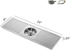 BRONCHO 24" x 8" High-Pressure Automatic Cup Washer | 304 Stainless Steel Sink Rinser with Integrated Drip Tray | for Commercial & Home Use