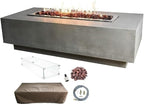 Elementi Granville Gas Fire Pit Cast Concrete Fire Table, Outdoor Fire Pit Electronic Ignition | Canvas Cover, Lava Rock Included | Free AMS Wind Guard | Light Gray (Natural Gas)