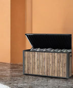 Outdoor Storage Deck Box, 170 Capacity, 27.7L x 57W x 29H inches (Ash Wood Brown)