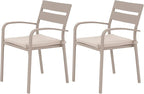 Soleil Jardin Outdoor Aluminum 4-Piece Patio Dining Chairs with Cushions, Stackable Bistro Chairs for Balcony, Garden, Backyard, Flaxen Finish & Beige Cushion