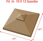 Hugline Outdoor Replacement Canopy Top Double Tier Gazebo Roof Cover for Lowe's Allen Roth 10x12 Gazebo #GF-12S004B-1 (Khaki)