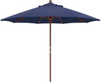 California Umbrella 9' Premium Commercial Hardwood Patio Umbrella, Manual Lift With Sunbrella Navy Fabric