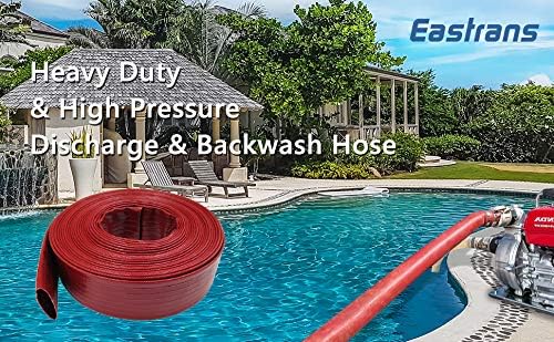 Eastrans 1 1/2 IN x 50 FT Pool Backwash Hose, Extra Heavy Duty Discharge Hose,10 Bar Working Pressure, 30 Bar Burst Pressure,Wall Thickness 1.9mm, High pressure resistance,Ultra Strong Wear Resistance
