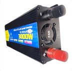 High-Power DC to AC Power Inverter – 12V to 110V/120V Converter with Dual USB Ports, Dual AC Outlets, Cigarette Lighter Adapter, Battery Cable for Cars, Trucks, RVs, Camping,Home Backup (Black, 3000W)