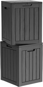 Two 28 GallonOutdoor Storage Box,Resin Deck Boxes Waterproof, IndoorOutdoor Bin for Package Delivery, Patio Cushions, Gardening Tools, Lockable, UV Resistant