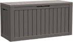 BTEXPERT 80 Gallon Deck Box Outdoor Storage Container with Metal Support Rods for Patio Furniture Garden Tools Cushions Waterproof Lockable UV Resistant Set of 2