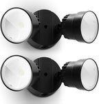 LUTEC 2 Packs P6221B 2000 Lumen 18 Watt 28 LED Dual-Head Flood Light Outdoor, Waterproof Exterior Security Wall Light for Patio, Garden,Yard-Black