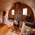 Smartmak Customized Outdoor Barrel Steam Sauna, 2-10 Person Canadian Hemlock/Red Cedar Traditional Wood Sauna Room with 220V ETL-Certified Heater, Backrest Headrest, Rocks, Light Accessories Included