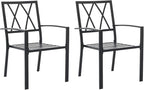 Outdoor Dining Chairs Set of 2, Aluminum Frame Stackable Patio Dining Chairs with Armrest, Wrought Iron Patio Bistro Chairs for Lawn, Backyard, Garden, Porch